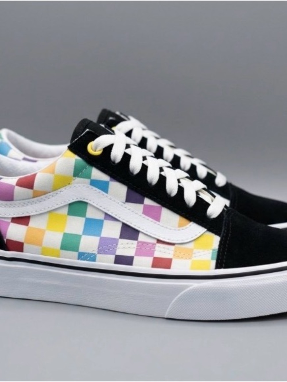 Vans Kids Black Rainbow Checkerboard Old Skool Sneakers